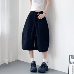 Sweet plus size loose fat MM summer solid color cropped pants Sweet plus size loose fat MM summer solid color cropped pants