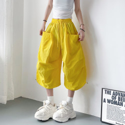 Sweet plus size loose fat MM summer solid color cropped pants Sweet plus size loose fat MM summer solid color cropped pants