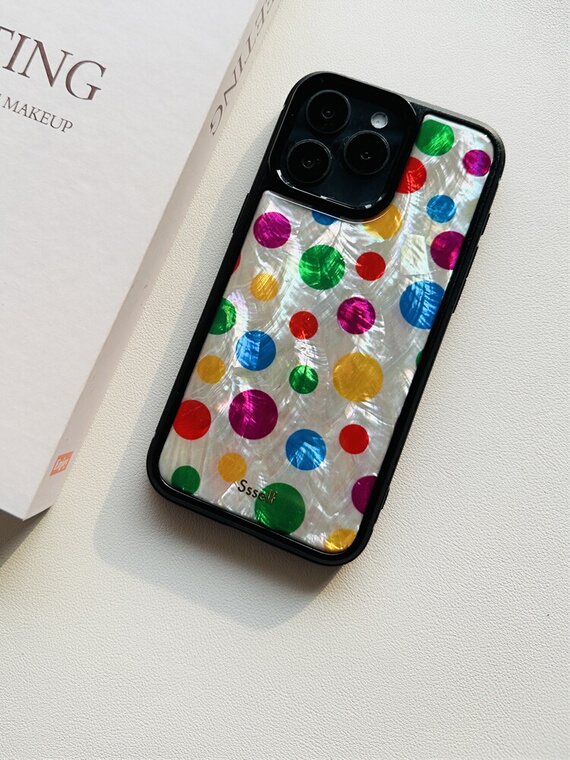 Ssself Polkadots Pearl Painted Art Illustration For Girls 15, 14, 13, 12 iPhone Case