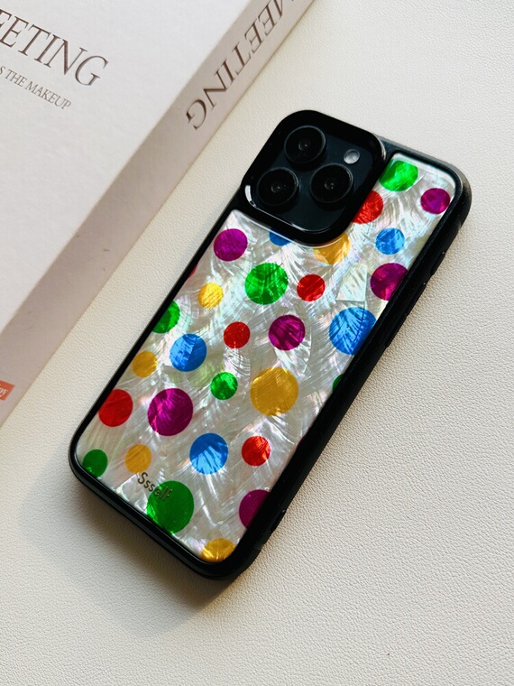 Ssself Polkadots Pearl Painted Art Illustration For Girls 15, 14, 13, 12 iPhone Case