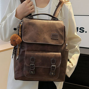 Retro casual large capacity backpack 2025 new fashionable and versatile travel bag student class commuting shoulder bag Retro casual large capacity backpack 2025 new fashionable and versatile travel bag student class commuting shoulder bag