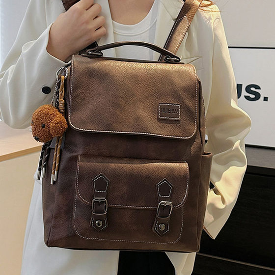 Retro casual large capacity backpack 2025 new fashionable and versatile travel bag student class commuting shoulder bag Retro casual large capacity backpack 2025 new fashionable and versatile travel bag student class commuting shoulder bag