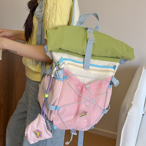 Korean version simple and versatile contrasting lightweight backpack for women 2025 summer new large capacity fashionable travel backpack 
Korean version simple and versatile contrasting lightweight backpack for women 2025 summer new large capacity fashionable travel backpack