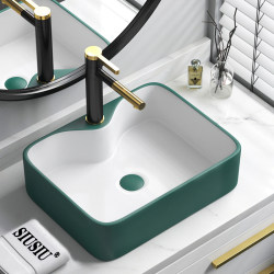 Scandinavian Countertop Basin Round Wash Basin Dark Green Matte Ceramic Basin Bathroom Wash Basin Single Basin Small Pool Scandinavian Countertop Basin Round Wash Basin Dark Green Matte Ceramic Basin Bathroom Wash Basin Single Basin Small Pool