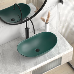 Yuanbao Oval Boat-Shaped Countertop Washbasin Household Matte Green Ceramic Washbasin Bathroom Basin Pool Yuanbao Oval Boat-Shaped Countertop Washbasin Household Matte Green Ceramic Washbasin Bathroom Basin Pool