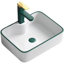 Countertop Wash Basin Scandinavian Green Square Accessible Luxury Bathroom Colorful Ceramic Basin Simple Household Wash Basin Countertop Wash Basin Scandinavian Green Square Accessible Luxury Bathroom Colorful Ceramic Basin Simple Household Wash Basin