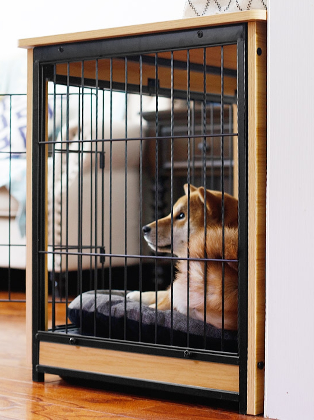 带厕所柴犬柯基泰迪室内家用钢木质狗笼 带厕所柴犬柯基泰迪室内家用钢木质狗笼