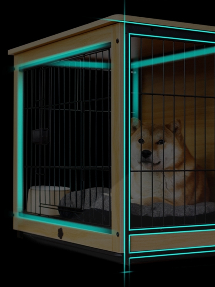 带厕所柴犬柯基泰迪室内家用钢木质狗笼 带厕所柴犬柯基泰迪室内家用钢木质狗笼