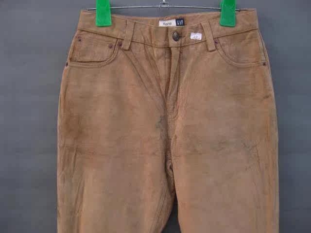 Кожаные брюки Винтаж одиночные секонд-хенд мужская аутентичные бренд модной городской молодежи популярной классической матовой свиной кожи Кожаные штаны GAP 3193 