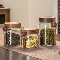 Transparent small tea can household sealed can with spoon Transparent small tea can household sealed can with spoon