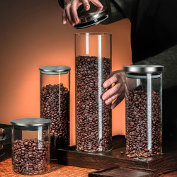 Food-Grade Coffee Canister, Glass Coffee Bean Storage Jar, Coffee Powder Sealed Jar, Coffee Storage Jar, Fresh-Keeping Jar, Bottle Food-Grade Coffee Canister, Glass Coffee Bean Storage Jar, Coffee Powder Sealed Jar, Coffee Storage Jar, Fresh-Keeping Jar, Bottle