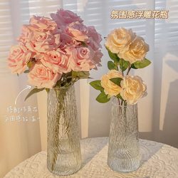 Simple Modern European-Style Creative Glass Vase Transparent Water-Cultured Flower Arrangement Rose Lily Lucky Bamboo Table Decoration Simple Modern European-Style Creative Glass Vase Transparent Water-Cultured Flower Arrangement Rose Lily Lucky Bamboo Table Decoration
