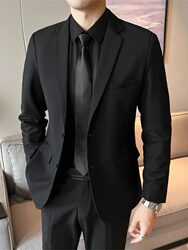 Men's Slim-Fit Suit Jacket, High-End Casual Business Attire, Professional Formal Wear, Stylish Groomsmen Suit, Small Suit Men's Slim-Fit Suit Jacket, High-End Casual Business Attire, Professional Formal Wear, Stylish Groomsmen Suit, Small Suit