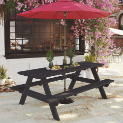 Anti-corrosion Outdoor Solid Wood One-piece Dining Table and Chair with Umbrella Combination Outdoor One-piece Courtyard Casual Outdoor Park Table and Chair Anti-corrosion Outdoor Solid Wood One-piece Dining Table and Chair with Umbrella Combination Outdoor One-piece Courtyard Casual Outdoor Park Table and Chair