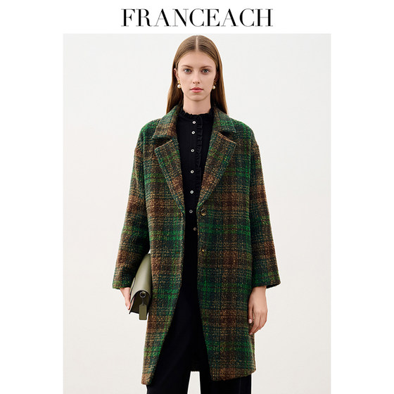 Fahanyi Chi autumn and winter new mohair coat for women's mid-length wool popular plaid wool coat winter
Fahanyi Chi autumn and winter new mohair coat for women's mid-length wool popular plaid wool coat winter