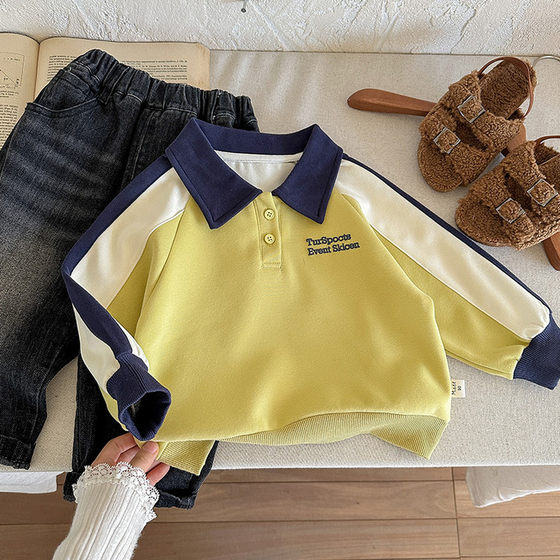 Boys color-blocking long-sleeved T-shirt POLO shirt autumn casual lapel small and medium-sized children's clothes fashionable Korean style splicing top
Boys color-blocking long-sleeved T-shirt POLO shirt autumn casual lapel small and medium-sized children's clothes fashionable Korean style splicing top