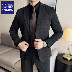 Romon Wool Blend Casual Suit Set for Middle-Aged Men, Father, Business Professional Formal Suit Jacket, Slim Fit Romon Wool Blend Casual Suit Set for Middle-Aged Men, Father, Business Professional Formal Suit Jacket, Slim Fit