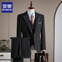 Romon Wool Suit Set for Men, Korean Style Slim Fit Formal Tuxedo for Banquets, Evening Events, Groom's Wedding Suit Romon Wool Suit Set for Men, Korean Style Slim Fit Formal Tuxedo for Banquets, Evening Events, Groom's Wedding Suit