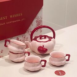 Tea Set Combination Set Wedding Gift Floral Teapot Teacup Complete Set Gift Box Housewarming Living Room Water Cup Kettle Tea Set Combination Set Wedding Gift Floral Teapot Teacup Complete Set Gift Box Housewarming Living Room Water Cup Kettle