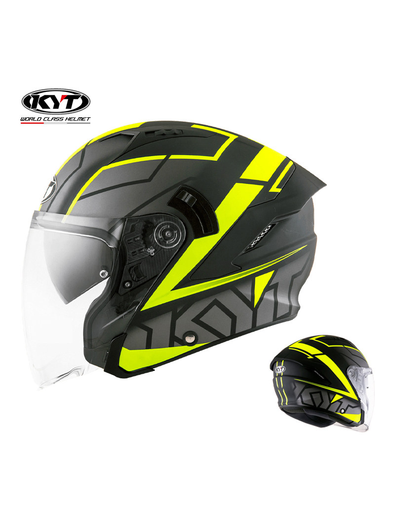 KYT GP/NF-J Motorcycle Half Helmet Double Lens, All Season