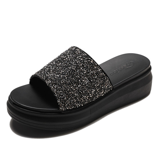 Sandals for women in summer wear 2025 new women's sequin rhinestone slippers versatile mid-heel sponge cake thick sole flip flops
Sandals for women in summer wear 2025 new women's sequin rhinestone slippers versatile mid-heel sponge cake thick sole flip flops