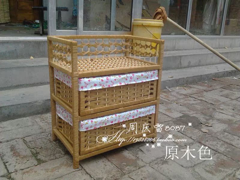欧式草柳床头柜田园简约抽屉柜衣柜收纳柜储物柜书架促销 原价35.