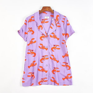 Boutique large-size printed pajama tops for women H83589 summer loose super soft skin-friendly short-sleeved home clothes shirt 
Boutique large-size printed pajama tops for women H83589 summer loose super soft skin-friendly short-sleeved home clothes shirt