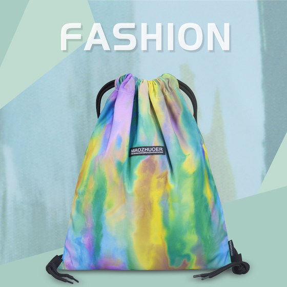 Simple beam pocket Men's casual drawing rope Backpack female waterproof student tuition backpack outdoor sports travel bag tide Simple beam pocket Men's casual drawing rope Backpack female waterproof student tuition backpack outdoor sports travel bag tide