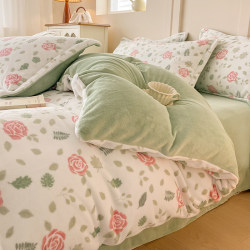 Thickened Milk Velvet Winter Warm Four-Piece Set 230X230Cm Duvet Cover 248X248 Bed Sheet 180X220 Bedding Thickened Milk Velvet Winter Warm Four-Piece Set 230X230Cm Duvet Cover 248X248 Bed Sheet 180X220 Bedding