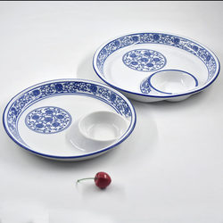 Commercial Dumpling Plate with Vinegar Dish, High-End Home and Restaurant-Grade, Stylish New Design, Trendy Light Luxury Blue and White Ceramic Large Commercial Dumpling Plate with Vinegar Dish, High-End Home and Restaurant-Grade, Stylish New Design, Trendy Light Luxury Blue and White Ceramic Large