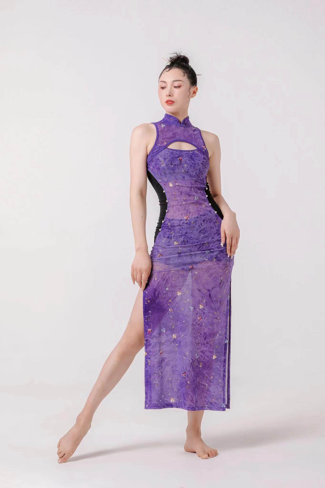 oriental mesh dress Mesh Oriental Print Column Dress