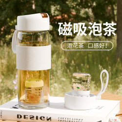 Jie Anxi Glass Cup for Women, High Aesthetic Value, 2025 New Model, Floral Tea Magnetic Infuser Cup, Magnetic Tea-Water Separation Cup Jie Anxi Glass Cup for Women, High Aesthetic Value, 2025 New Model, Floral Tea Magnetic Infuser Cup, Magnetic Tea-Water Separation Cup