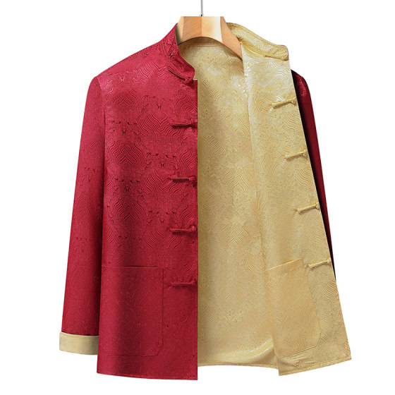 Spring and Autumn Tang suit men's jacket on both sides casual jacket long-sleeved stand-up collar jacquard tray button ethnic suit dad outfit
Spring and Autumn Tang suit men's jacket on both sides casual jacket long-sleeved stand-up collar jacquard tray button ethnic suit dad outfit
