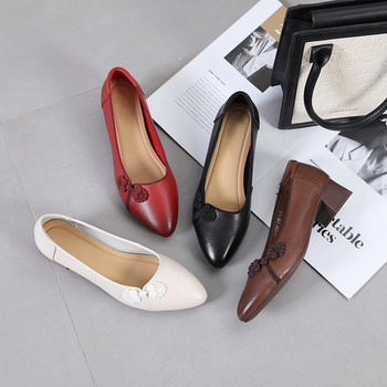 Large size 41 to 43 autumn new thick heel pointed toe shallow mouth single shoes for women fashion casual and versatile soft sole soft face women's shoes Large size 41 to 43 autumn new thick heel pointed toe shallow mouth single shoes for women fashion casual and versatile soft sole soft face women's shoes