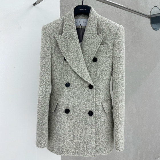 High-end touching wool coat for women 2024 autumn new Korean style slim and thick suit collar wool coat High-end touching wool coat for women 2024 autumn new Korean style slim and thick suit collar wool coat