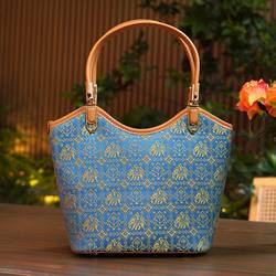 Guangxi non-heritage brocade bag women's casual shoulder crossbody handbag commuting tote bag vegetable basket bag B5008 Guangxi non-heritage brocade bag women's casual shoulder crossbody handbag commuting tote bag vegetable basket bag B5008