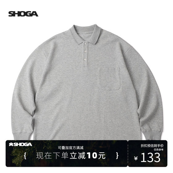 SHOGA heavyweight 320G exquisite pearl floor cotton couple polo shirt long sleeve T-shirt loose casual base top men autumn SHOGA heavyweight 320G exquisite pearl floor cotton couple polo shirt long sleeve T-shirt loose casual base top men autumn
