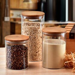High temperature resistant sealed jar for condiments and grains with glass wooden lid High temperature resistant sealed jar for condiments and grains with glass wooden lid