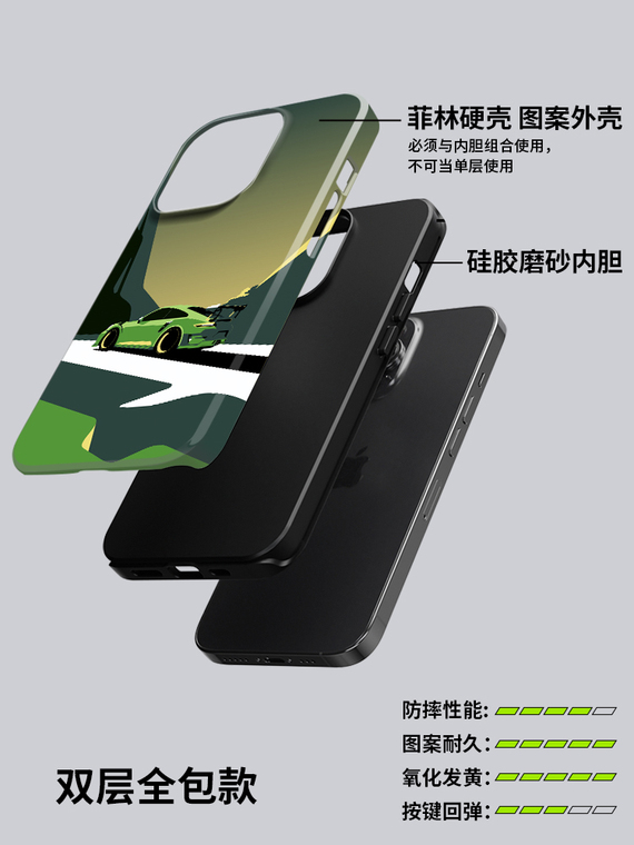 New Super Car Motorsport Illustration Double Layer Protection 15, 14, 13, 12 iPhone Case