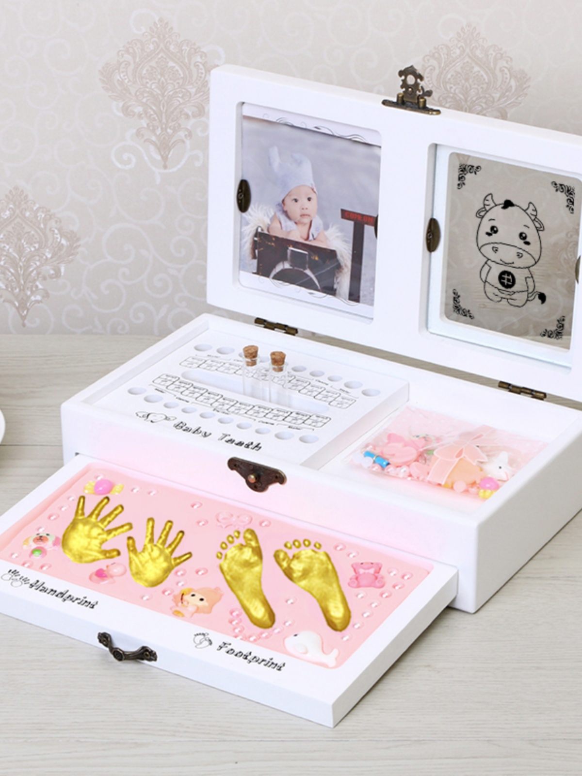 赤ちゃんの手形足形記念品 100日手形足形泥新生児満月記念品