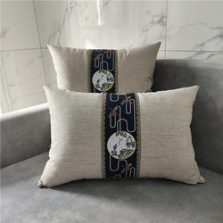 New Chinese-Style Thickened Linen Solid Wood Sofa Lumbar Pillow, Classical Chinese Style Pillowcase, Removable and Washable Headboard Pillow New Chinese-Style Thickened Linen Solid Wood Sofa Lumbar Pillow, Classical Chinese Style Pillowcase, Removable and Washable Headboard Pillow