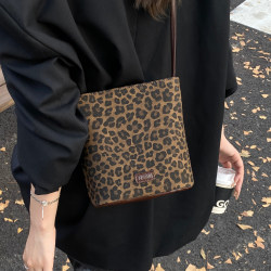 ZATZ leopard print vintage frosted bucket bag crossbody bag ZATZ leopard print vintage frosted bucket bag crossbody bag