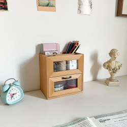 Zakka Desktop Wooden Storage Box Glass Drawer-Type Pen Holder Miscellaneous Items Remote Control Organizer Sunny Day Grocery Store Zakka Desktop Wooden Storage Box Glass Drawer-Type Pen Holder Miscellaneous Items Remote Control Organizer Sunny Day Grocery Store