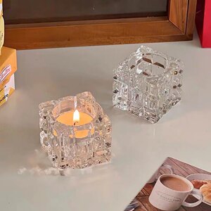 Transparent ice cube European crystal glass aromatic candle candlestick desktop ornaments romantic candlelight dinner atmosphere layout 
Transparent ice cube European crystal glass aromatic candle candlestick desktop ornaments romantic candlelight dinner atmosphere layout