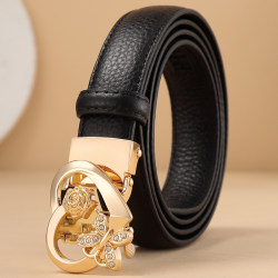 Extended Automatic Buckle Belt for Women, Genuine Leather, Fashionable, Casual, Versatile Belt with Heart Buckle, Women's Jeans Belt Extended Automatic Buckle Belt for Women, Genuine Leather, Fashionable, Casual, Versatile Belt with Heart Buckle, Women's Jeans Belt