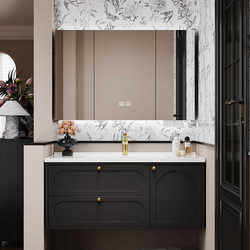 French Rubber Wood Bathroom Cabinet Combination Washbasin Washbasin Retro Black Bathroom Set Ceramic Basin French Rubber Wood Bathroom Cabinet Combination Washbasin Washbasin Retro Black Bathroom Set Ceramic Basin