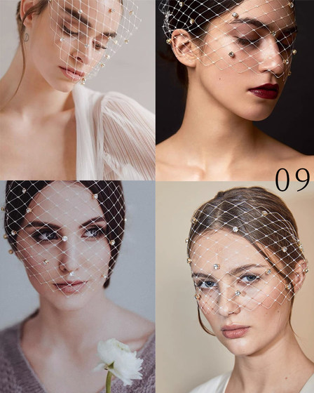European and American retro fashion catwalk net gauze covered face facial facade head jewelry photography hair jewelry thin veil European and American retro fashion catwalk net gauze covered face facial facade head jewelry photography hair jewelry thin veil