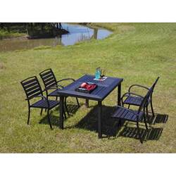 Outdoor courtyard dining table and chair combination leisure cafe outdoor balcony garden anti-corrosion wood plastic wood aluminum alloy Outdoor courtyard dining table and chair combination leisure cafe outdoor balcony garden anti-corrosion wood plastic wood aluminum alloy