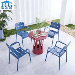 Outdoor waterproof table and chair combination, courtyard simple coffee table, coffee shop milk tea shop outdoor garden aluminum art table and chairs Outdoor waterproof table and chair combination, courtyard simple coffee table, coffee shop milk tea shop outdoor garden aluminum art table and chairs