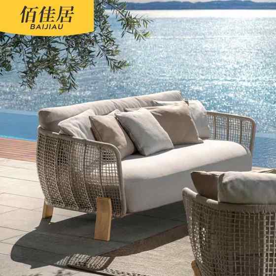 Outdoor sofa combination braided teak table and chairs courtyard villa open-air simple modern living room solid wood chair furniture
Outdoor sofa combination braided teak table and chairs courtyard villa open-air simple modern living room solid wood chair furniture